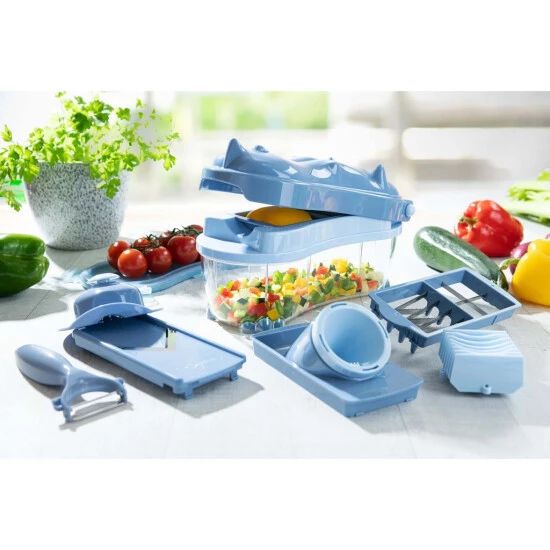 Auslauf 🔔 Genius Nicer Dicer Fun Rhino (14 Teile) Inkl. Spiralschneider Küchengerät Allesschneider Gemüseschneider In Blau; A34196 👍 4 Auslauf 🔔 Genius Nicer Dicer Fun Rhino (14 Teile) Inkl. Spiralschneider Küchengerät Allesschneider Gemüseschneider In Blau; A34196 👍 – Bild 2