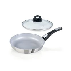 Budget 🎁 Genius Cerafit Steel Pfanne + Glasdeckel 24cm Bratpfanne Alle Herdarten Antihaft; A24664 🌟