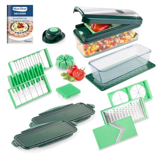 Bester Verkauf ✔️ Genius Nicer Dicer Exclusive | Set 18-tlg. | Inkl. Glasschüssel | Würfelschneider | Tomatenschneider Set 4 Einsätze | Reibe Grob & Hobel | Auffangbehälter 2000ml 😀 3 Bester Verkauf ✔️ Genius Nicer Dicer Exclusive | Set 18-tlg. | Inkl. Glasschüssel | Würfelschneider | Tomatenschneider Set 4 Einsätze | Reibe Grob & Hobel | Auffangbehälter 2000ml 😀