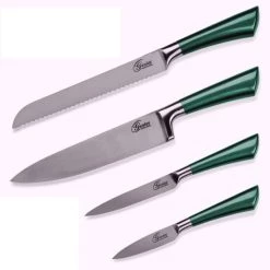 Rabatt 😍 Genius - Profi Messer-Set 4-tlg. Grün Edelstahl Küchenmesser Kochmesser 21272 😍