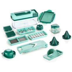 Neu ✔️ Genius Nicer Dicer Fusion Julietti (16 Teile) Gemüseschneider Spiralschneider Allesschneider Küchengerät In Smaragdgrün; 🌟