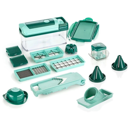 Neu ✔️ Genius Nicer Dicer Fusion Julietti (16 Teile) Gemüseschneider Spiralschneider Allesschneider Küchengerät In Smaragdgrün; 🌟 3 Neu ✔️ Genius Nicer Dicer Fusion Julietti (16 Teile) Gemüseschneider Spiralschneider Allesschneider Küchengerät In Smaragdgrün; 🌟