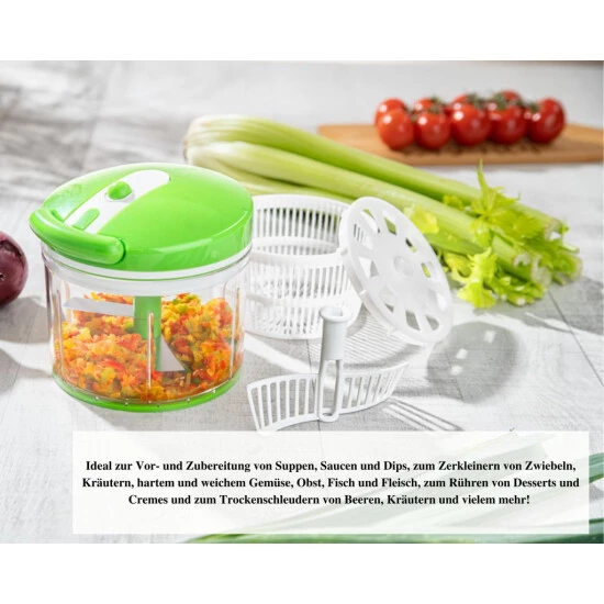 Bester Verkauf 🔥 Genius Nicer Dicer Twist Universalzerkleinerer 8-tlg Grün - Gemüseschneider Manuell Mit Seilzug, Salatschleuder & Sieb 1000ml; A29190 🔥 4 Bester Verkauf 🔥 Genius Nicer Dicer Twist Universalzerkleinerer 8-tlg Grün - Gemüseschneider Manuell Mit Seilzug, Salatschleuder & Sieb 1000ml; A29190 🔥 – Bild 2