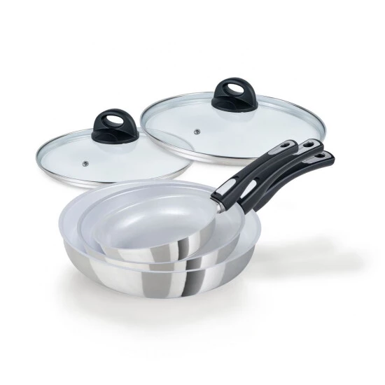 Großhandel 🥰 Genius Cerafit Steel Pfannenset 5-tlg 20 24 28 Cm Mit Deckel Induktion Pfanne 🎁 3 Großhandel 🥰 Genius Cerafit Steel Pfannenset 5-tlg 20 24 28 Cm Mit Deckel Induktion Pfanne 🎁