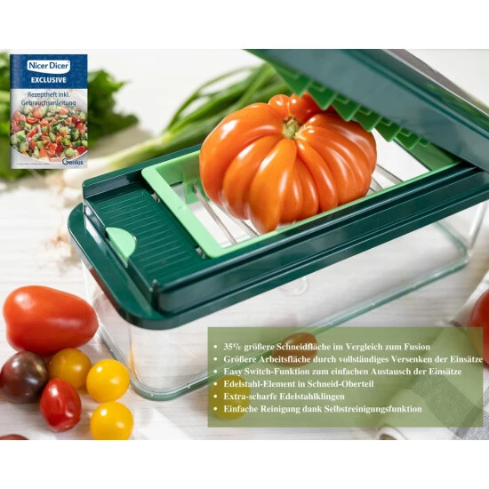 Bestes Angebot ❤️ Genius Nicer Dicer Exclusive Gemüseschneider 15tlg Mit 6 Einsätzen + Rezeptheft; A34286 ❤️ 4 Bestes Angebot ❤️ Genius Nicer Dicer Exclusive Gemüseschneider 15tlg Mit 6 Einsätzen + Rezeptheft; A34286 ❤️ – Bild 2