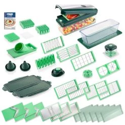 Besorgen 😉 Genius Nicer Dicer Exclusive Gemüseschneider – 32-tlg | Würfelschneider + Tomatenschneider In Einem Set Mit 8 Einsätzen + Reibe & Hobel | Inkl. Glasschüssel-Set 👏