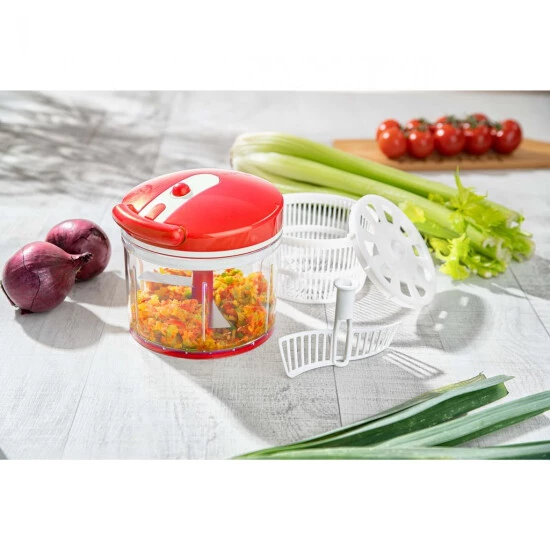 Billig 👏 Genius Nicer Dicer Twist Universalzerkleinerer 9-tlg Rot - Gemüseschneider Manuell Mit Seilzug, Salatschleuder & Sieb 1000ml; A29188 😀 4 Billig 👏 Genius Nicer Dicer Twist Universalzerkleinerer 9-tlg Rot - Gemüseschneider Manuell Mit Seilzug, Salatschleuder & Sieb 1000ml; A29188 😀 – Bild 2
