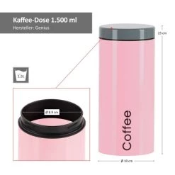 Brandneu 🛒 3tlg. Set Genius Vorratsdosen Pasta + Coffee + Sugar | Verschiedene Farben, Farbe:Pink 👍