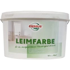 Bestes Angebot 😉 Genius Pro Leimfarbe Wandfarbe 15 Liter Weiß Matt ✔️