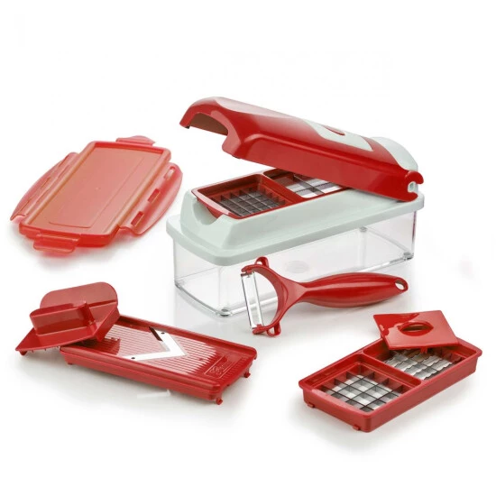Budget ⭐ Genius Nicer Dicer Plus (9 Teile) Obstschneider Zwiebelschneider Pommesschneider Gemüseschneider In Rot; A33806 🎉 3 Budget ⭐ Genius Nicer Dicer Plus (9 Teile) Obstschneider Zwiebelschneider Pommesschneider Gemüseschneider In Rot; A33806 🎉