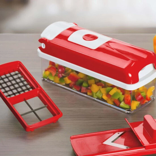 Budget ⭐ Genius Nicer Dicer Plus (9 Teile) Obstschneider Zwiebelschneider Pommesschneider Gemüseschneider In Rot; A33806 🎉 4 Budget ⭐ Genius Nicer Dicer Plus (9 Teile) Obstschneider Zwiebelschneider Pommesschneider Gemüseschneider In Rot; A33806 🎉 – Bild 2