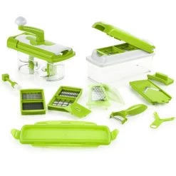 Brandneu ✨ Genius Nicer Dicer Plus Set (21tlg) Gemüseschneider Zwiebelschneider Zerkleinerer Hobeln Schneiden In Kiwi; A33887 🧨