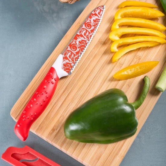 Top 10 ⭐ Genius Magic Cut Messer-Set Koch-Messer Universal-Messer (2 Teile) In Rot Mit Asymmetrischem Wellen-Zacken-Schliff; A21334 😍 6 Top 10 ⭐ Genius Magic Cut Messer-Set Koch-Messer Universal-Messer (2 Teile) In Rot Mit Asymmetrischem Wellen-Zacken-Schliff; A21334 😍 – Bild 4